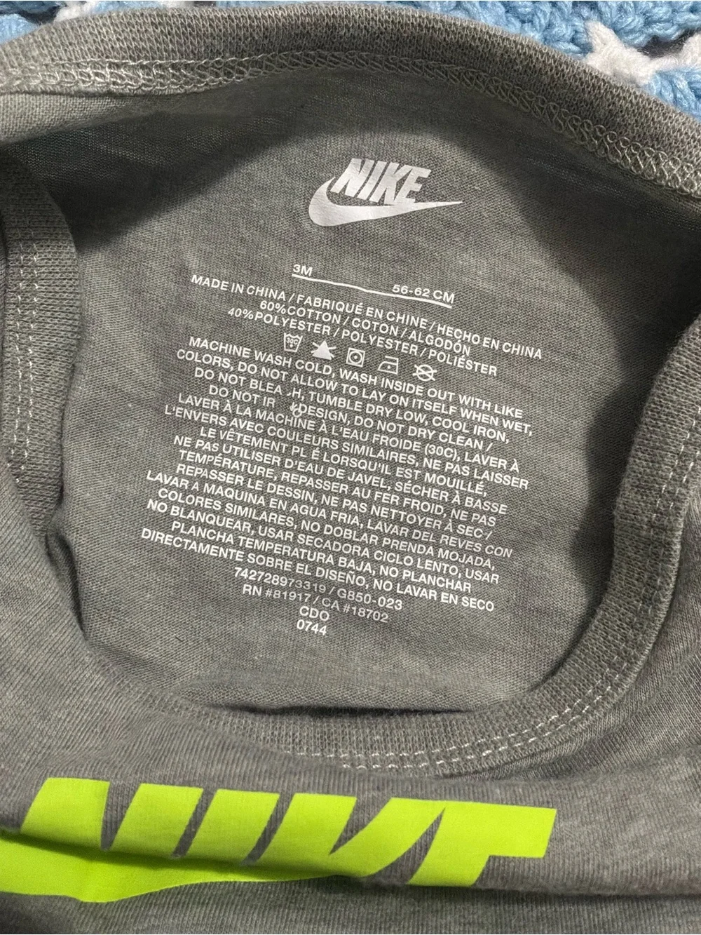 Nike Gray Top & Black Bottoms Baby Set with Neon Logo